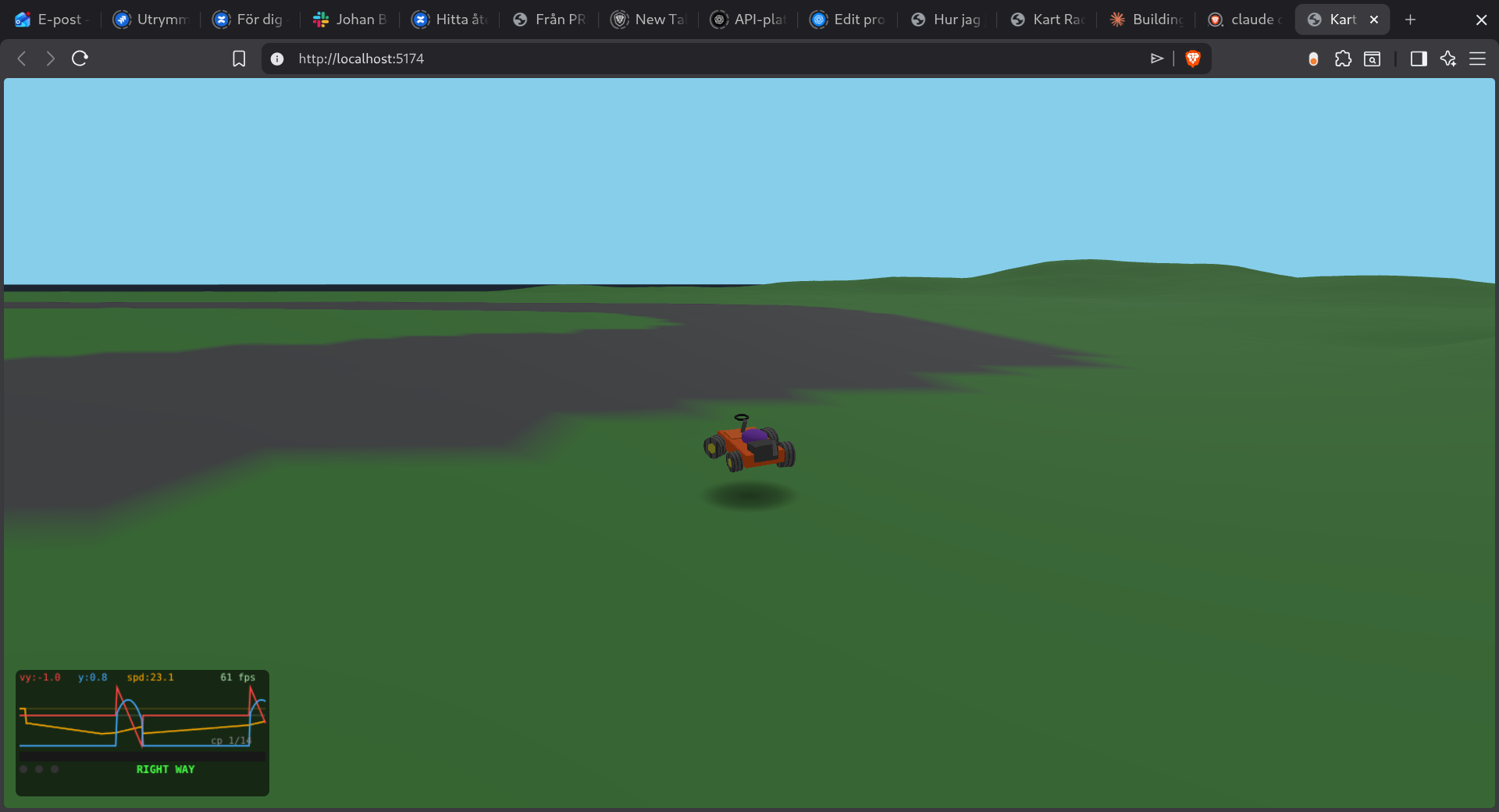 Driving over hills with debug graph