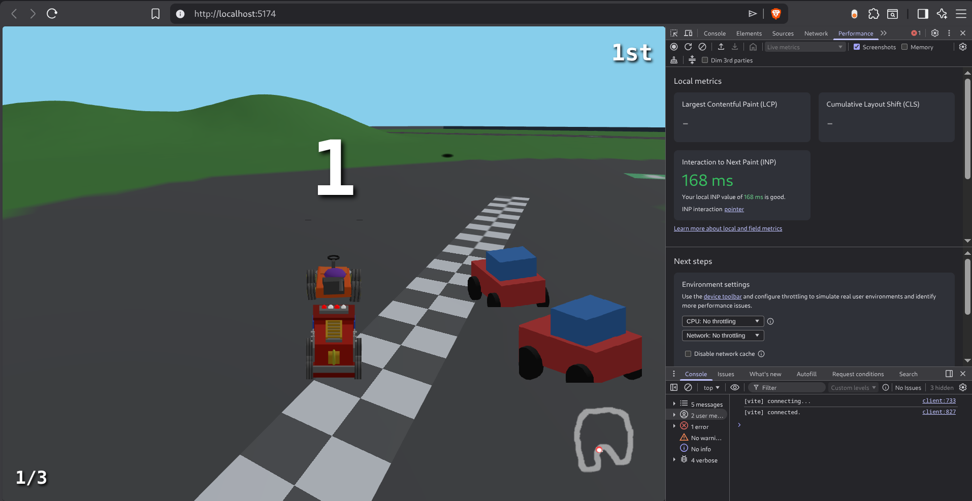Race start with bots and checkerboard line