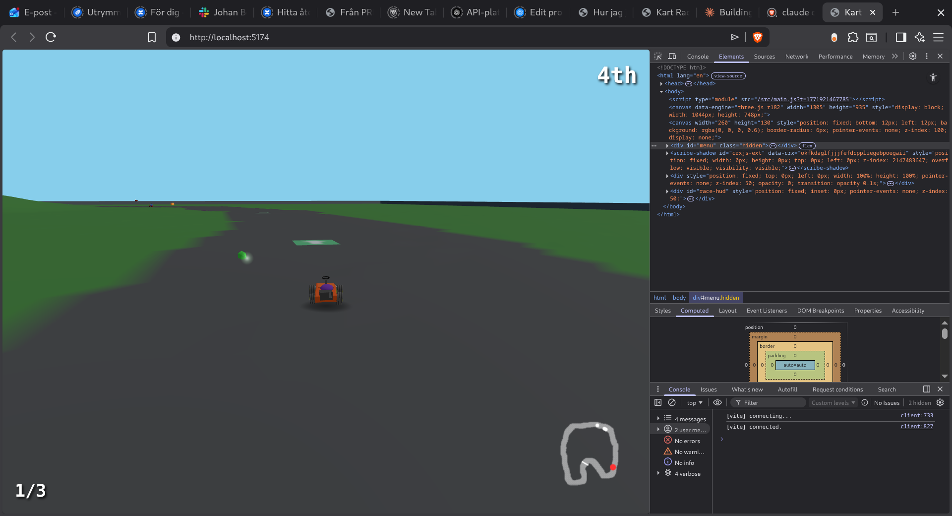 Skid marks and boost pad on the road